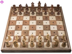 chess for blinds, chessmen pegged, 33 x 33 cm