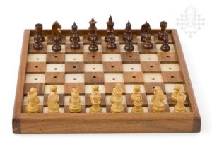 Chess for blinds, chessmen pegged, 25 x 25 cm