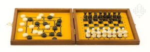 Travel chess, magnetic, dark wood