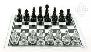 Glas-Schachspiel, schwarz/transparent