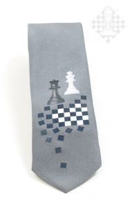 Krawatte "Schach", Fine Line Graphit